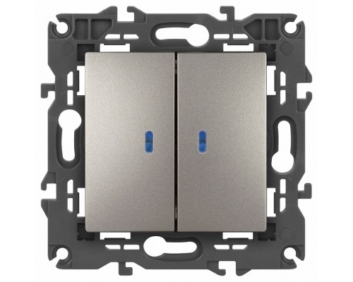Выключатель двухклавишный с подсветкой без рамки Эра Эра Elegance 14-1105-16