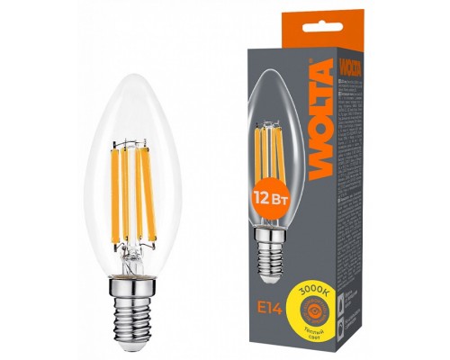 Лампа светодиодная Wolta  E14 12Вт 3000K WF-C35-12W3KE14