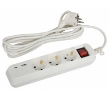 Удлинитель с выключателем Эра  UB-3es-3m-USB