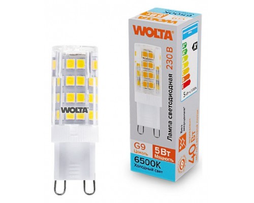 Лампа светодиодная Wolta  G9 5Вт 6500K WSTD-JCD-5W6KG9-C