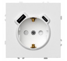 Розетка с заземлением и со шторкой и 2хUSB type A и C, без рамки Stekker Эмили 50217