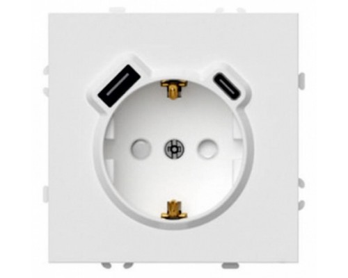 Розетка с заземлением и со шторкой и 2хUSB type A и C, без рамки Stekker Эмили 50217