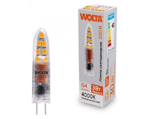 Лампа светодиодная Wolta G4 3Вт 4000K WSTD-JC-220V3W4KG4-P Лампа светодиодная Wolta G4 3Вт 4000K WSTD-JC-220V3W4KG4-P