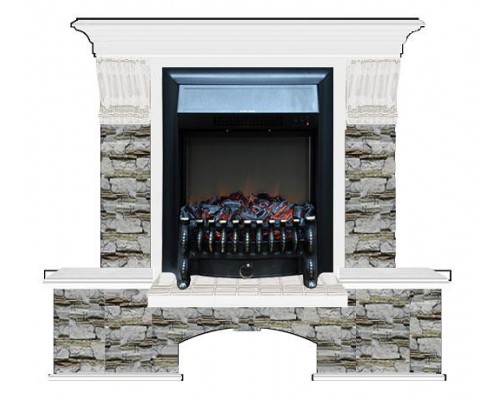 Комплект из электрокамина напольного и портала (122x40х108.5 см) Бостон К Алтай Fobos BL БК000017