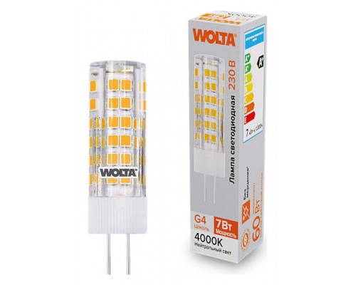 Лампа светодиодная Wolta  G4 7Вт 4000K WSTD-JC-220V7W4KG4-C