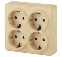 Розетка четверная с заземлением и со шторками Эра Эра Эксперт 11-2211-11