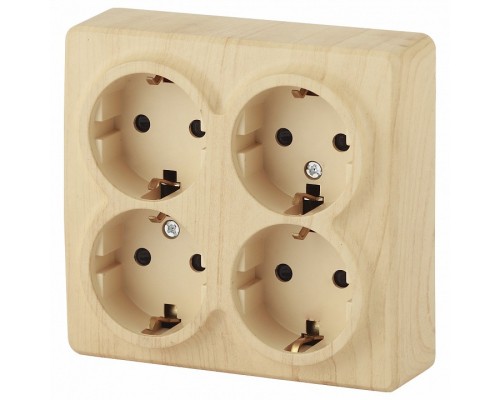 Розетка четверная с заземлением и со шторками Эра Эра Эксперт 11-2211-11