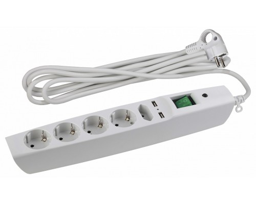 Удлинитель с выключателем Эра  SFU-5es-2m-W