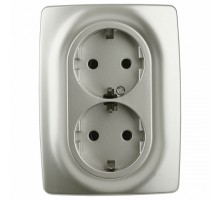 Розетка двойная с заземлением Эра Эра 12 12-2106-15