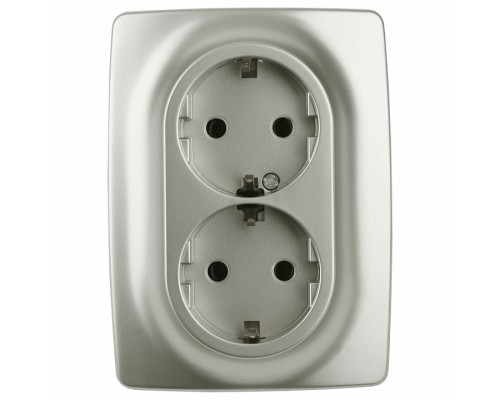 Розетка двойная с заземлением Эра Эра 12 12-2106-15