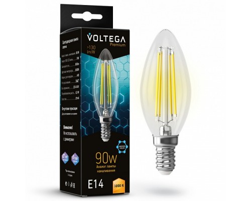 Лампа светодиодная Voltega Candle 9W Graphene E14 6Вт 3000K 7219 Лампа светодиодная Voltega Candle 9W Graphene E14 6Вт 3000K 7219