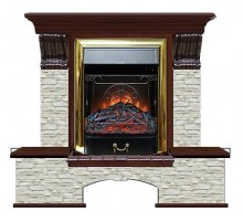 Комплект из электрокамина напольного и портала (122x40х108.5 см) Бостон К ГО Majestic BR БК000052