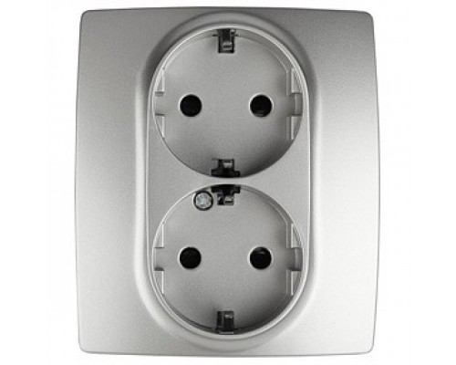 Розетка двойная с заземлением и со шторкой, без рамки Эра Эра 12 12-2104-03