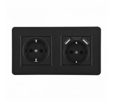 Розетка с заземлением и со шторкой и 2хUSB Arte Milano SET16-2 SET16-2-47-1-40-1 black