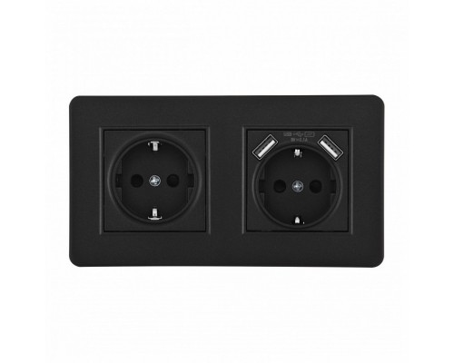Розетка с заземлением и со шторкой и 2хUSB Arte Milano SET16-2 SET16-2-47-1-40-1 black