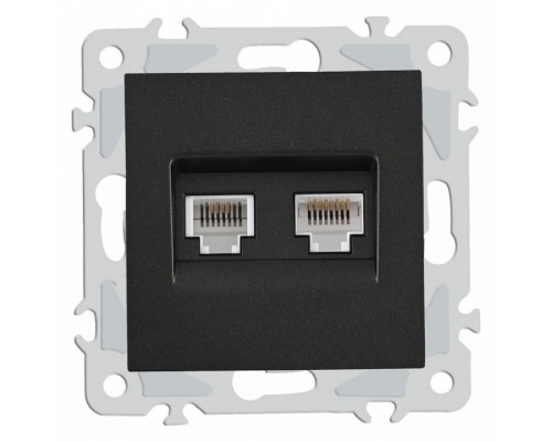 Розетка двойная RJ-11 и Ethernet RJ-45, без рамки Arte Milano am-206 206.44-1.black Розетка двойная RJ-11 и Ethernet RJ-45, без рамки Arte Milano am-206 206.44-1.black