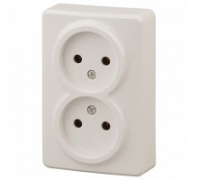 Розетка двойная без заземления Эра Эра Эксперт 11-2202-02