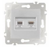 Розетка двойная RJ-11 и Ethernet RJ-45, без рамки Arte Milano am-203 203.44-1.silver