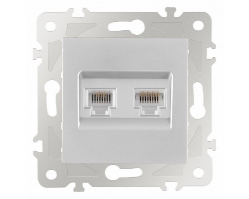 Розетка двойная RJ-11 и Ethernet RJ-45, без рамки Arte Milano am-203 203.44-1.silver