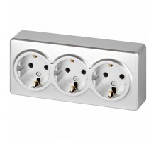 Розетка тройная с заземлением и со шторками Эра Эра Эксперт 11-2208-03