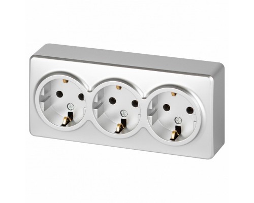 Розетка тройная с заземлением и со шторками Эра Эра Эксперт 11-2208-03