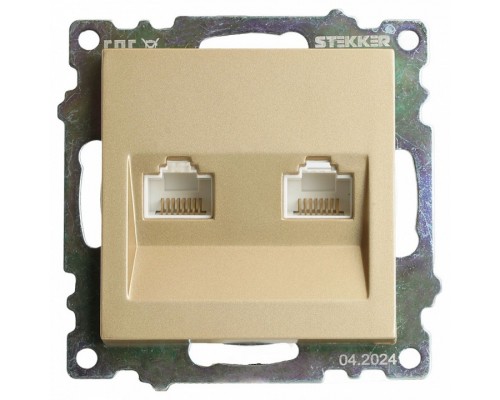 Розетка двойная Ethernet RJ-45 без рамки Stekker Катрин 50009 Розетка двойная Ethernet RJ-45 без рамки Stekker Катрин 50009