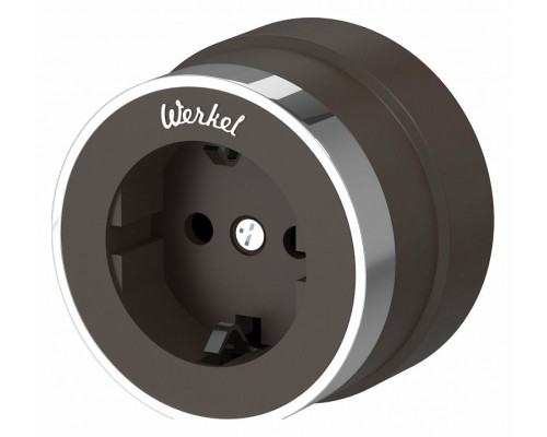 Розетка с заземлением Werkel Vintage (мокко матовый/хром) W5871052 Розетка с заземлением Werkel Vintage (мокко матовый/хром) W5871052
