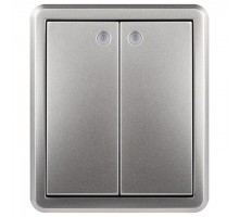 Выключатель двухклавишный с подсветкой Эра Эра Эксперт 11-1205-03