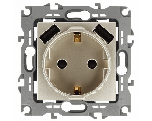 Розетка с заземлением и со шторкой и 2хUSB, без рамки Эра Эра 12 12-4109-04