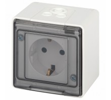 Розетка с заземлением с крышкой Эра Эра Эксперт 11-2501-01