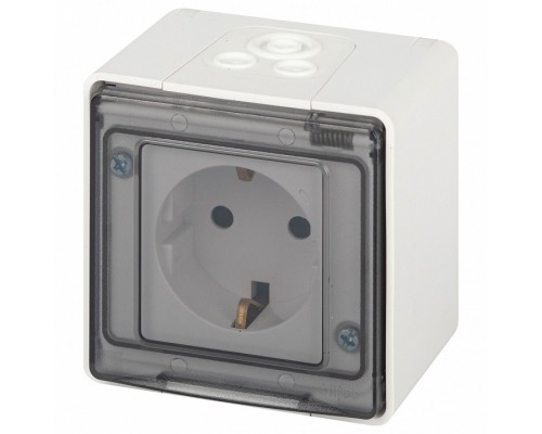 Розетка с заземлением с крышкой Эра Эра Эксперт 11-2501-01