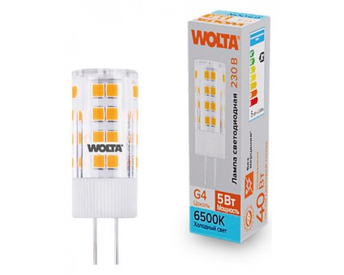 Лампа светодиодная Wolta G4 5Вт 6500K WSTD-JC-220V5W6KG4-C Лампа светодиодная Wolta G4 5Вт 6500K WSTD-JC-220V5W6KG4-C