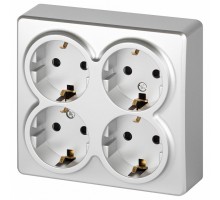 Розетка четверная с заземлением и со шторками Эра Эра Эксперт 11-2211-03