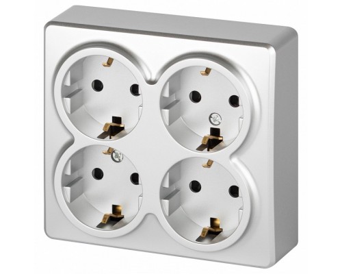 Розетка четверная с заземлением и со шторками Эра Эра Эксперт 11-2211-03