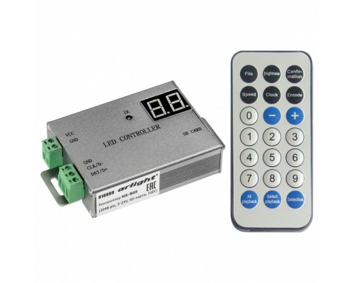 Контроллер-регулятор цвета RGBW с пультом ДУ Arlight HX-805 HX-805 (2048 pix, 5-24V, SD-карта, ПДУ) Контроллер-регулятор цвета RGBW с пультом ДУ Arlight HX-805 HX-805 (2048 pix, 5-24V, SD-карта, ПДУ)