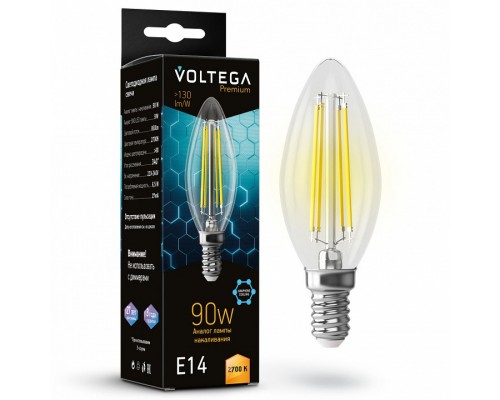 Лампа светодиодная Voltega Candle 9W Graphene E14 6Вт 2700K 7218 Лампа светодиодная Voltega Candle 9W Graphene E14 6Вт 2700K 7218