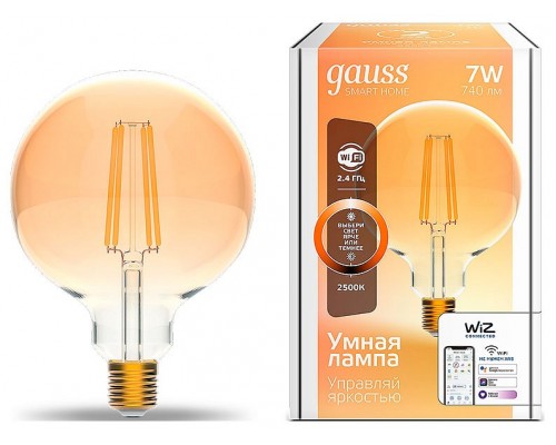 Лампа светодиодная Gauss Smart Home E27 7Вт 2500K 1320112 Лампа светодиодная Gauss Smart Home E27 7Вт 2500K 1320112