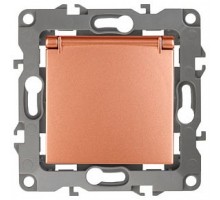 Розетка с заземлением и со шторкой, без рамки с крышкой Эра Эра 12 12-2103-14