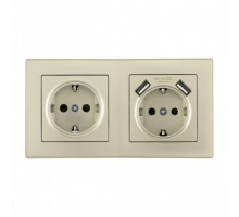 Розетка с заземлением и со шторкой и 2хUSB Arte Milano SET06-2 SET06-2-47-1-40-1 shampan