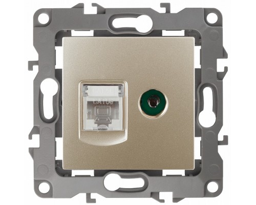 ТВ-розетка и розетка Ethernet RJ-45 без рамки Эра Эра 12 12-3110-04