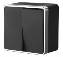 Выключатель двухклавишный влагозащищенный Werkel Gallant (черный/хром) W5020235