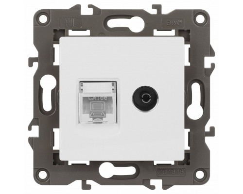 ТВ-розетка и розетка Ethernet RJ-45 без рамки Эра Эра Elegance 14-3110-01М