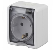 Розетка с заземлением и шторкой, с крышкой Эра Эра Эксперт 11-2402-01