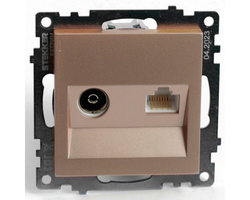 ТВ-розетка и розетка Ethernet RJ-45 без рамки Stekker GLS00-7106-02 49184 ТВ-розетка и розетка Ethernet RJ-45 без рамки Stekker GLS00-7106-02 49184