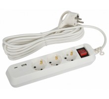 Удлинитель с выключателем Эра  UB-3es-5m-USB