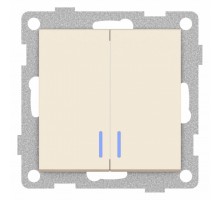 Выключатель двухклавишный с подсветкой без рамки Gusi Electric UGRA С11В28-003
