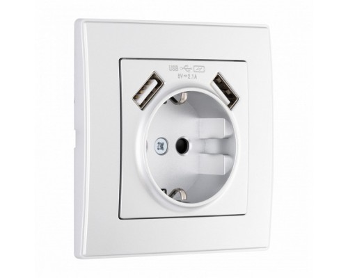 Розетка с заземлением и со шторкой и 2хUSB Arte Milano SET06-1 SET06-1-47-1 silver