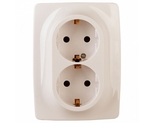 Розетка двойная с заземлением Эра Эра 12 12-2116-02