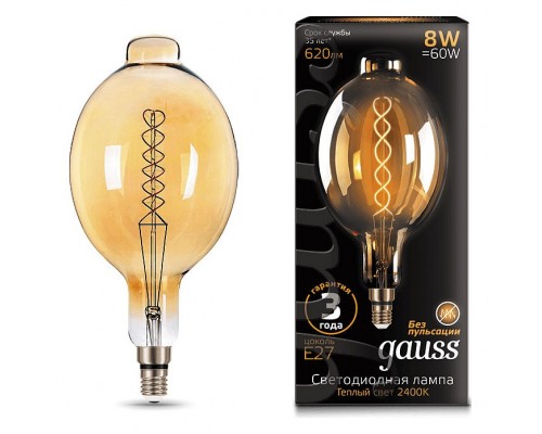 Лампа светодиодная Gauss LED Vintage Filament Flexible E27 8Вт 2400K 152802008 Лампа светодиодная Gauss LED Vintage Filament Flexible E27 8Вт 2400K 152802008