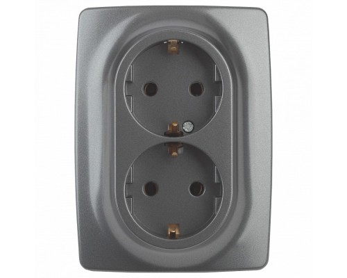 Розетка двойная с заземлением и со шторкой Эра Эра 12 12-2108-12